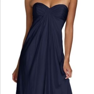 Laundry navy strapless silk gown